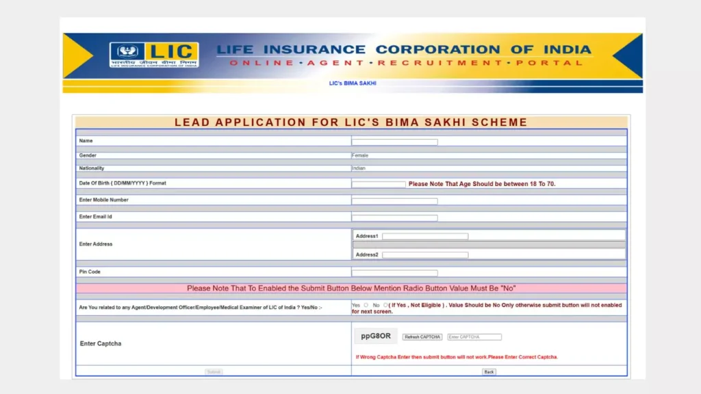 Bima Sokhi Yojana Form